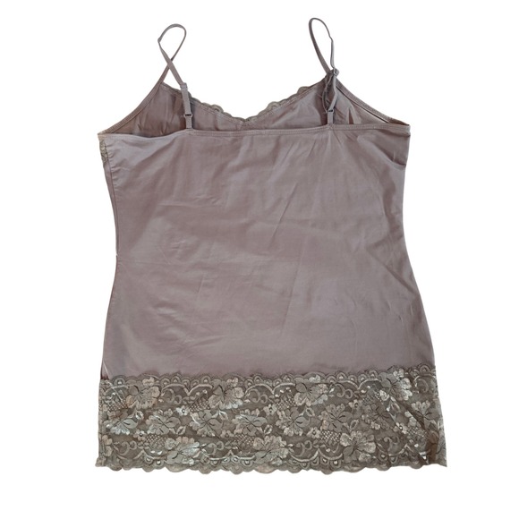Studio Y Womens Floral Lace Trim Cami Gray Preppy Sweetheart Neckline (Size XL) - Picture 2 of 9